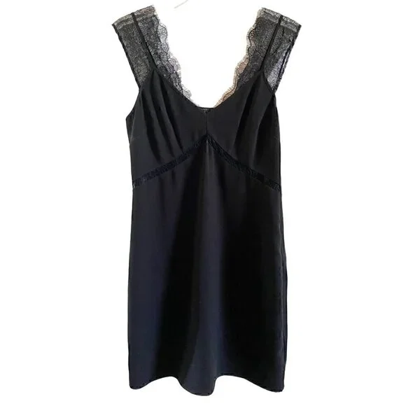 Allsaints Ally Dress Black Lace Sz 4 polyester Sheer Lace Panels LBD retail $230 - Picture 3 of 10